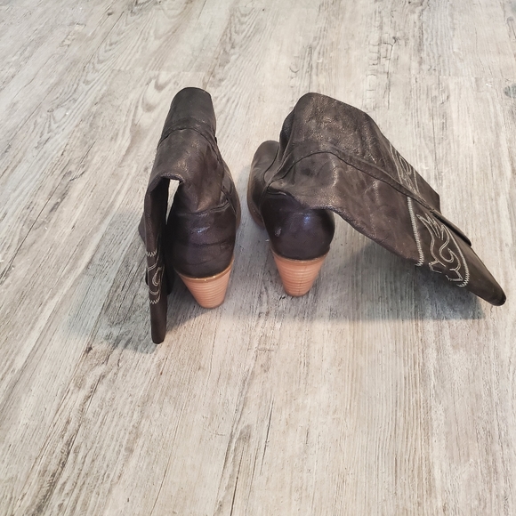 Metallic grey cowboy boots size 6.5 block heel western rodeo party shoes - Picture 7 of 14